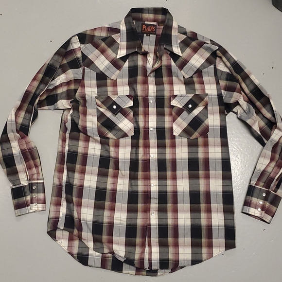 Plains Other - Plains mens snap button plaid western longsleeve
